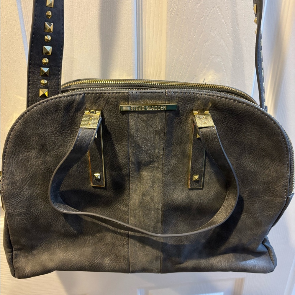 Steve Madden Black and Gold Studded Shoulder Bag
